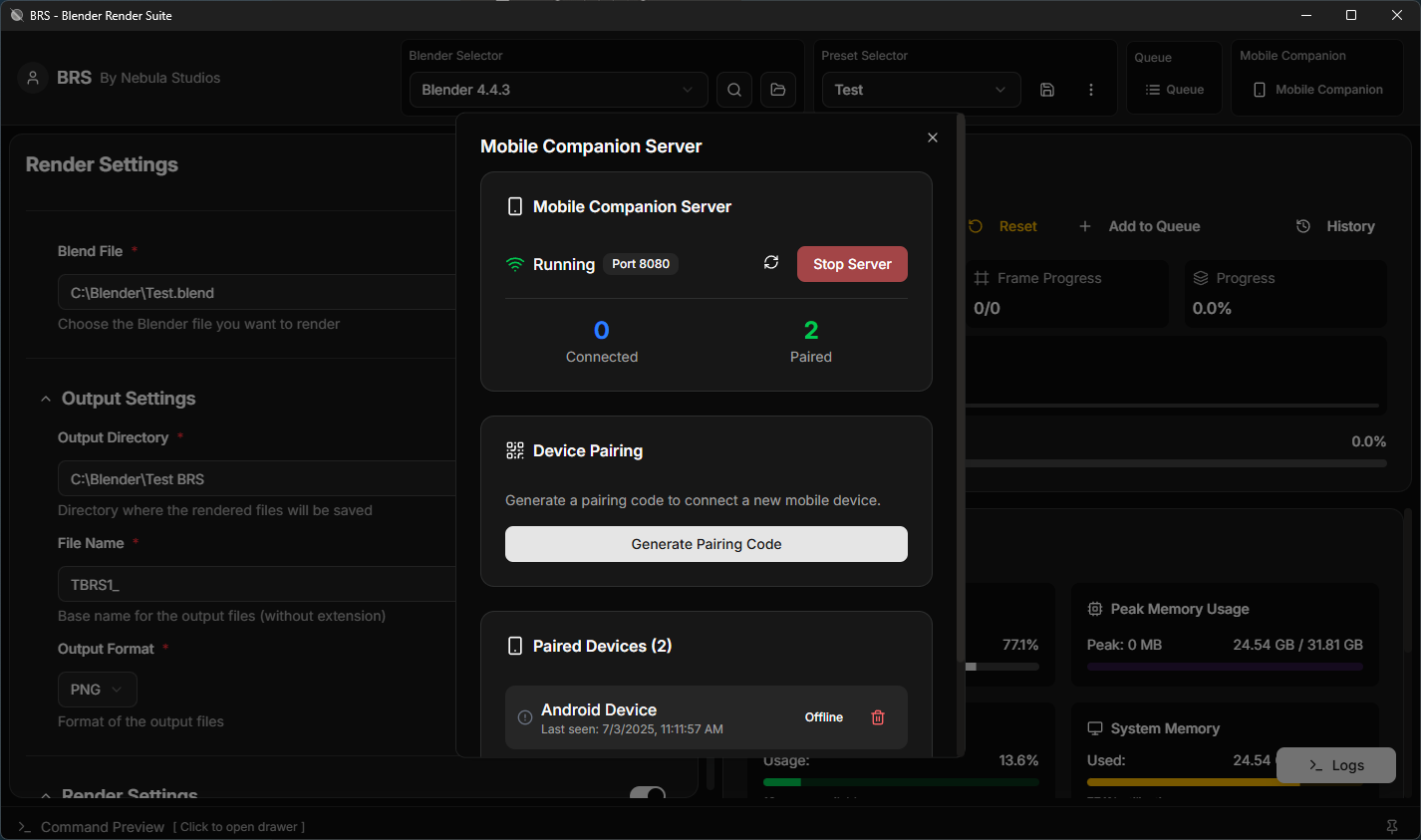 Blender Render Suite - Main Interface
