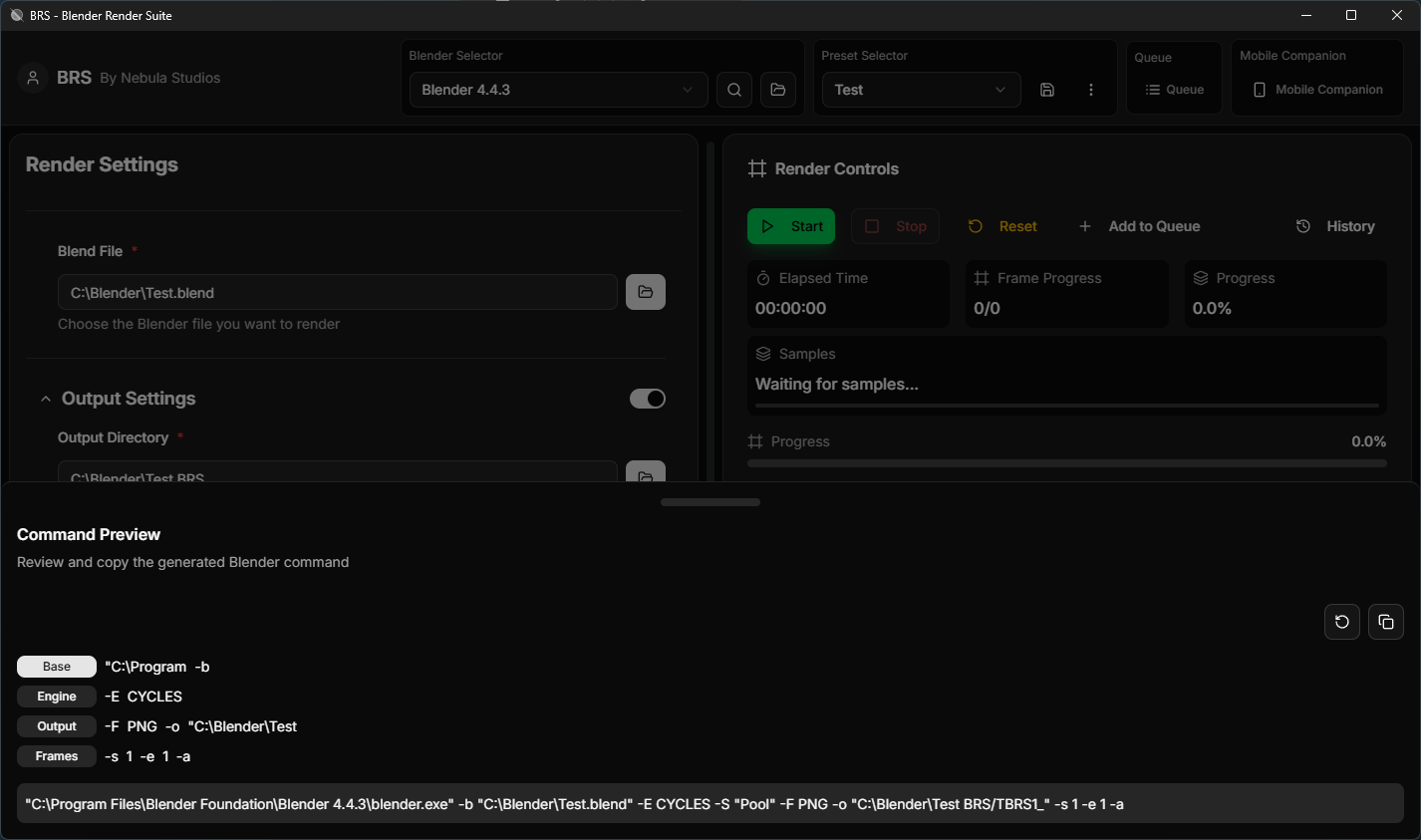 Blender Render Suite - Main Interface