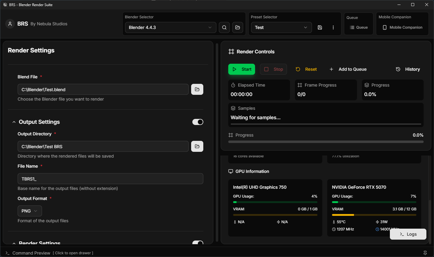 Blender Render Suite - Main Interface
